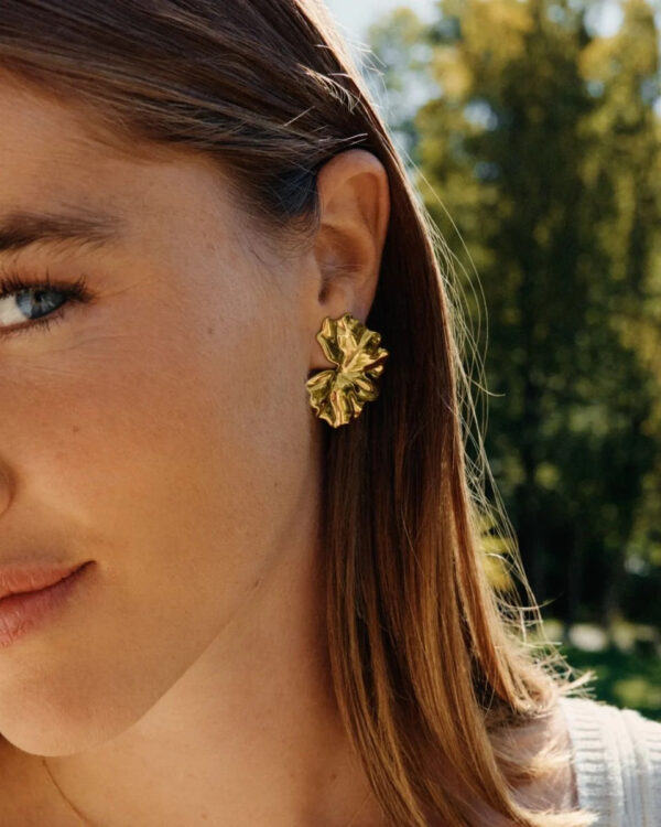 EDBLAD Ατσάλινα Σκουλαρίκια Gold Tone Organic Statement Design