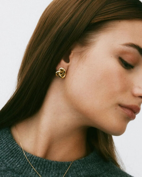 EDBLAD Gold Tone Interlocked Rings Stud Earrings Stainless Steel