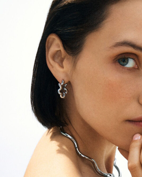 Σκουλαρίκια Κρίκοι Ατσάλινα Spiral Hoops L Silver EDBLAD Minimal Elegant