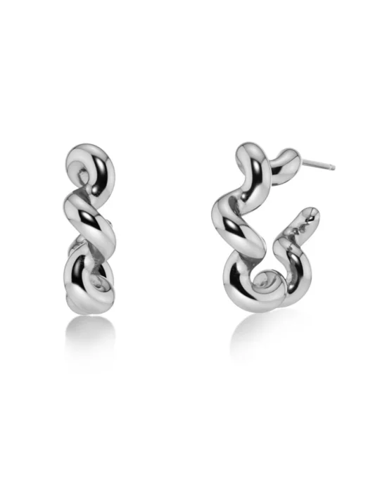 Σκουλαρίκια Κρίκοι Ατσάλινα Spiral Hoops L Silver EDBLAD Minimal Elegant