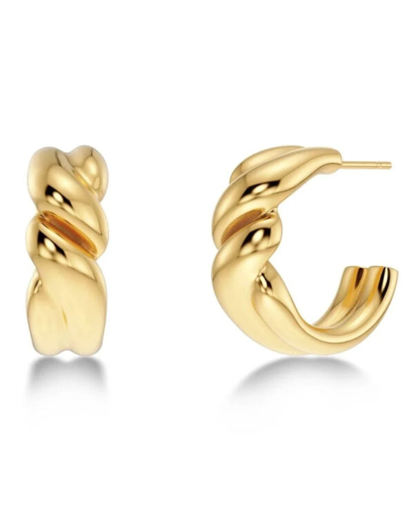 EDBLAD Gold Tone Twisted Hoop Stud Earrings Stainless Steel