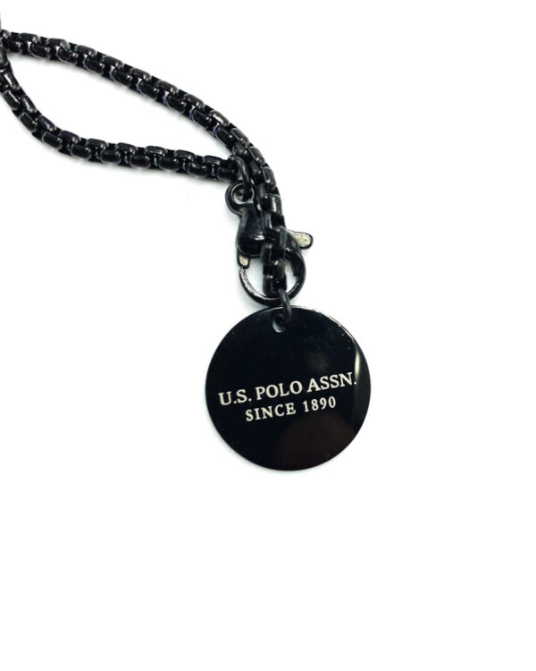 Ανδρικό Μενταγιόν U.S. Polo Assn. York με Πέτρινο Μενταγιόν σε Σχήμα Κέρατος από Ανοξείδωτο Ατσάλι