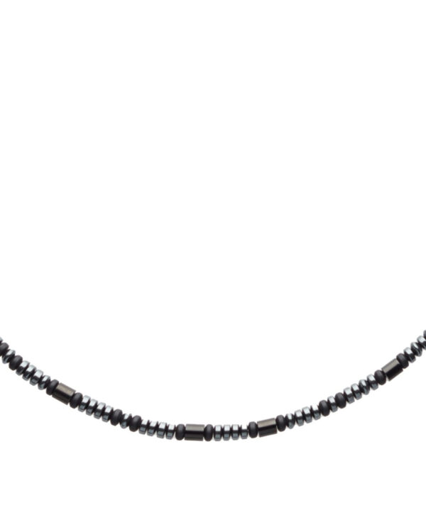 Ανδρικό Κολιέ U.S. Polo Assn. Tyler από ανοξείδωτο ατσάλι 50+5 cm με χάντρες αιματίτη