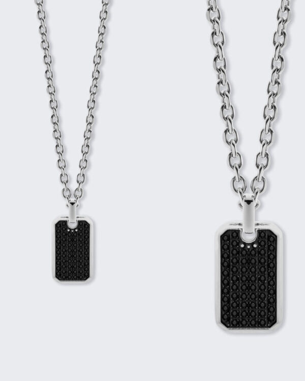 Ανδρικό Μενταγιόν Liu Jo Dog Tag σε Silver & Black από Ανοξείδωτο Ατσάλι
