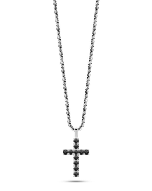 Ανδρικό Μενταγιόν Liu Jo με Σταυρό σε Silver Tone με Black Details από Ανοξείδωτο Ατσάλι