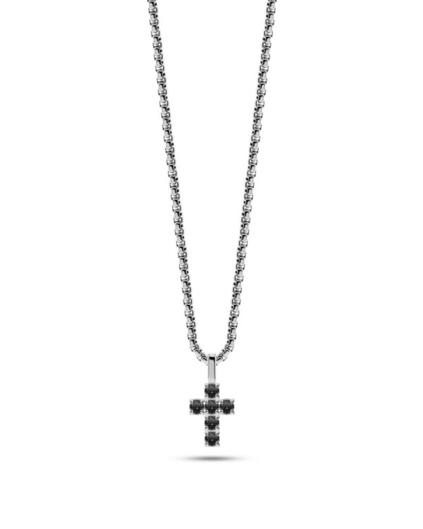 Ανδρικό Μενταγιόν Liu Jo με Mini Σταυρό σε Silver Tone με Black Details