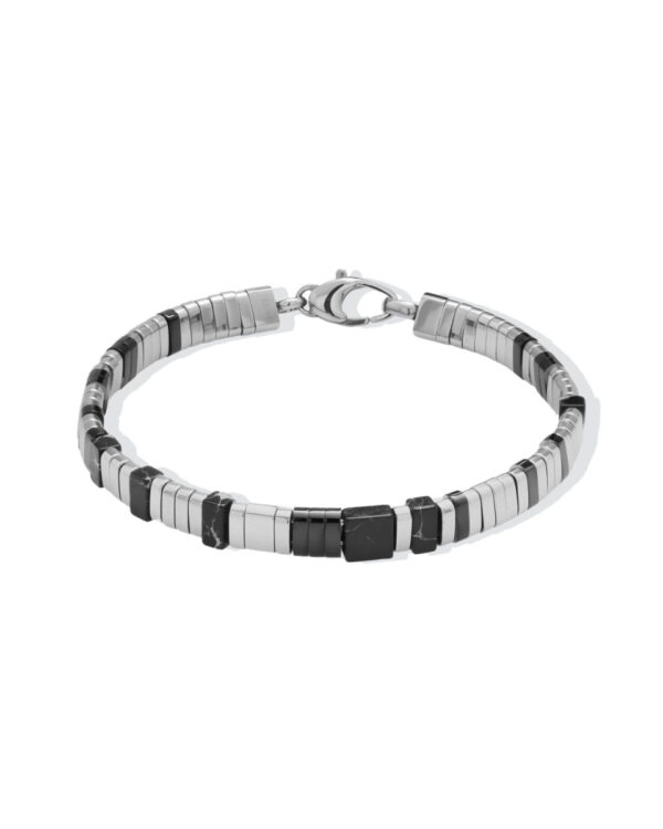 Ανδρικό Βραχιόλι Liu Jo σε Silver Tone με Μαύρες Λεπτομέρειες από Ανοξείδωτο Ατσάλι