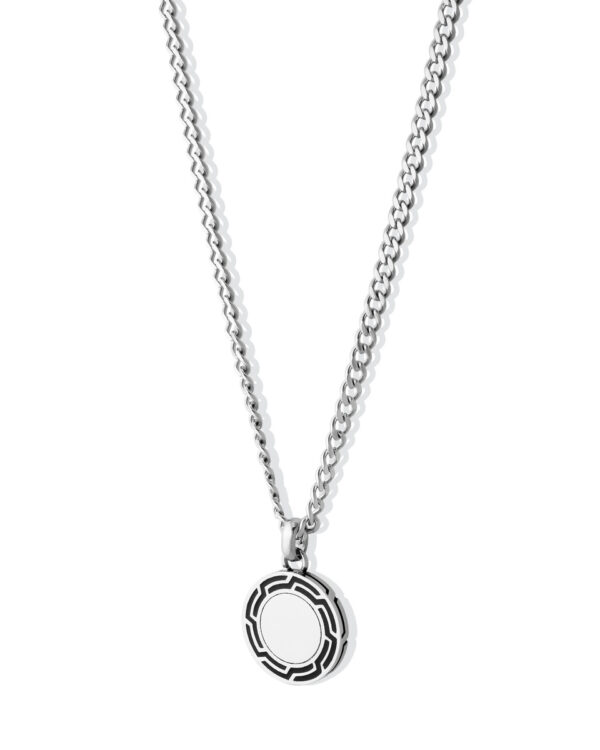 Ανδρικό Μενταγιόν Liu Jo Circle Pendant σε Silver & Black από Ανοξείδωτο Ατσάλι