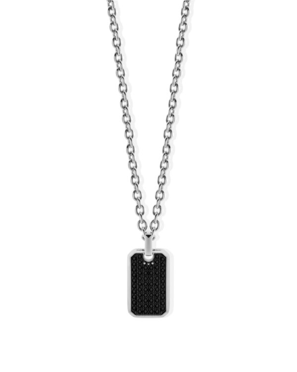 Ανδρικό Μενταγιόν Liu Jo Dog Tag σε Silver & Black από Ανοξείδωτο Ατσάλι