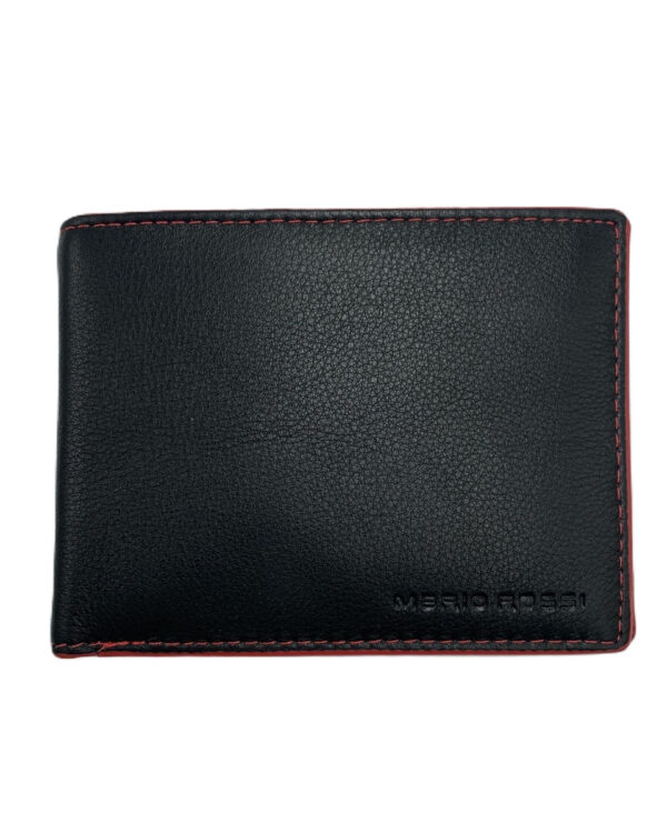 Ανδρικο Δερματινο Πορτοφολι MARIO ROSSI – 5930 BLACK-RED