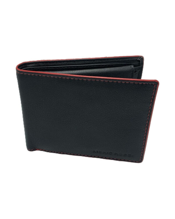 Ανδρικο Δερματινο Πορτοφολι MARIO ROSSI – 5930 BLACK-RED